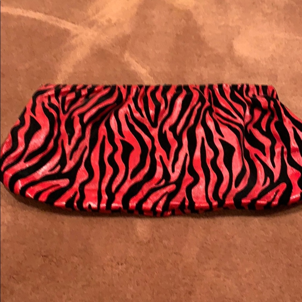 Red zebra stripes clutch